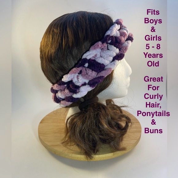 Handmade Kid’s Super Soft & Cozy Winter Headband/Ear Wrap - Variegated Purple - Picture 1 of 9